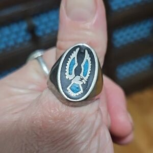 Silver and Blue Men's Costume Ring